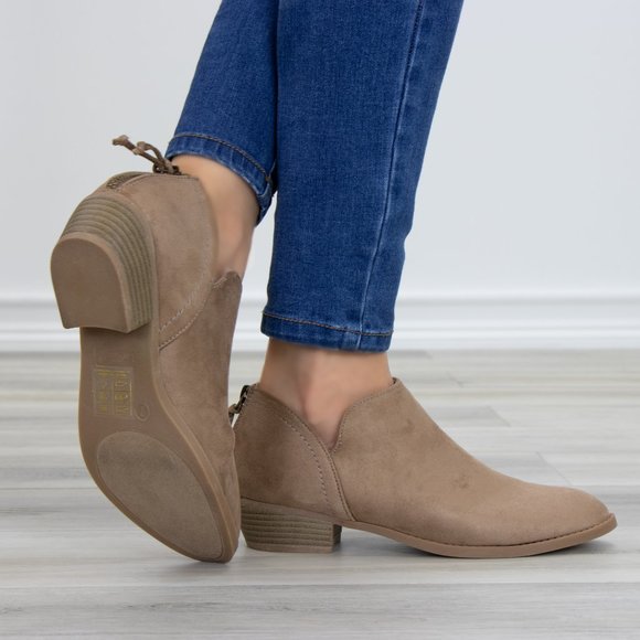Tan Faux Suede Low Cut Ankle Booties - Picture 3 of 11